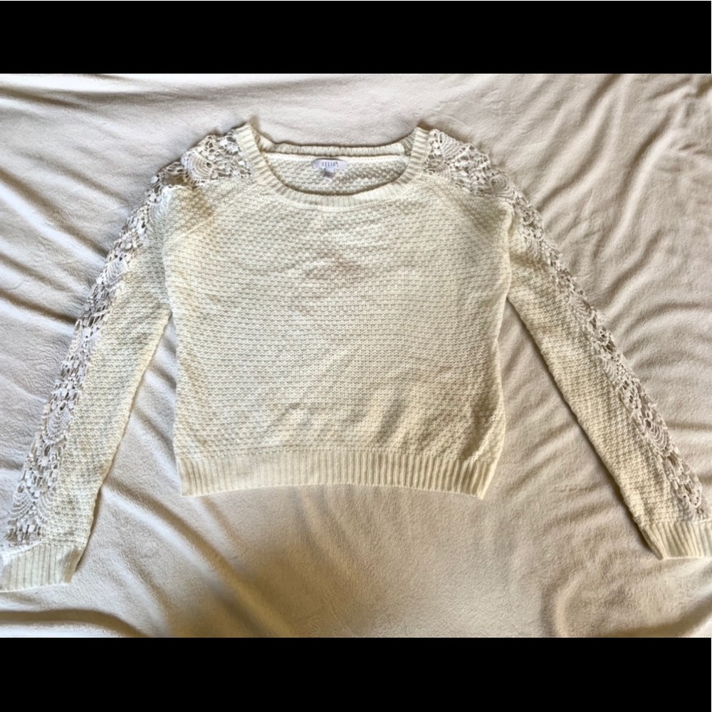 dELiA*s Off White Knit and Lace Sweater
